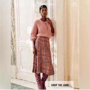 ✨Sezane Tabata Skirt Fleurs Violet, size 4, eu 36